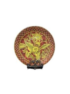 Raymond Waites for Toyo Trading Co. Decorative Floral Plate, Red and Gold